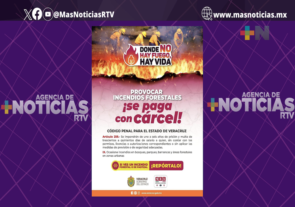 En Veracruz, hasta 6 años de prisión a quien cause incendios